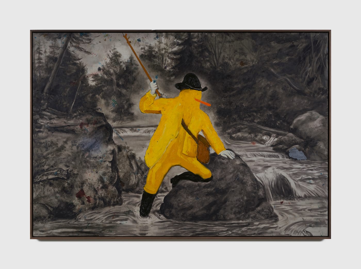 Marc Horowitz, "Is this stick special?" (2016), oil, oil stick, watercolor, liquid vinyl, charcoal on canvas in artist's frame, 66 x 46 in