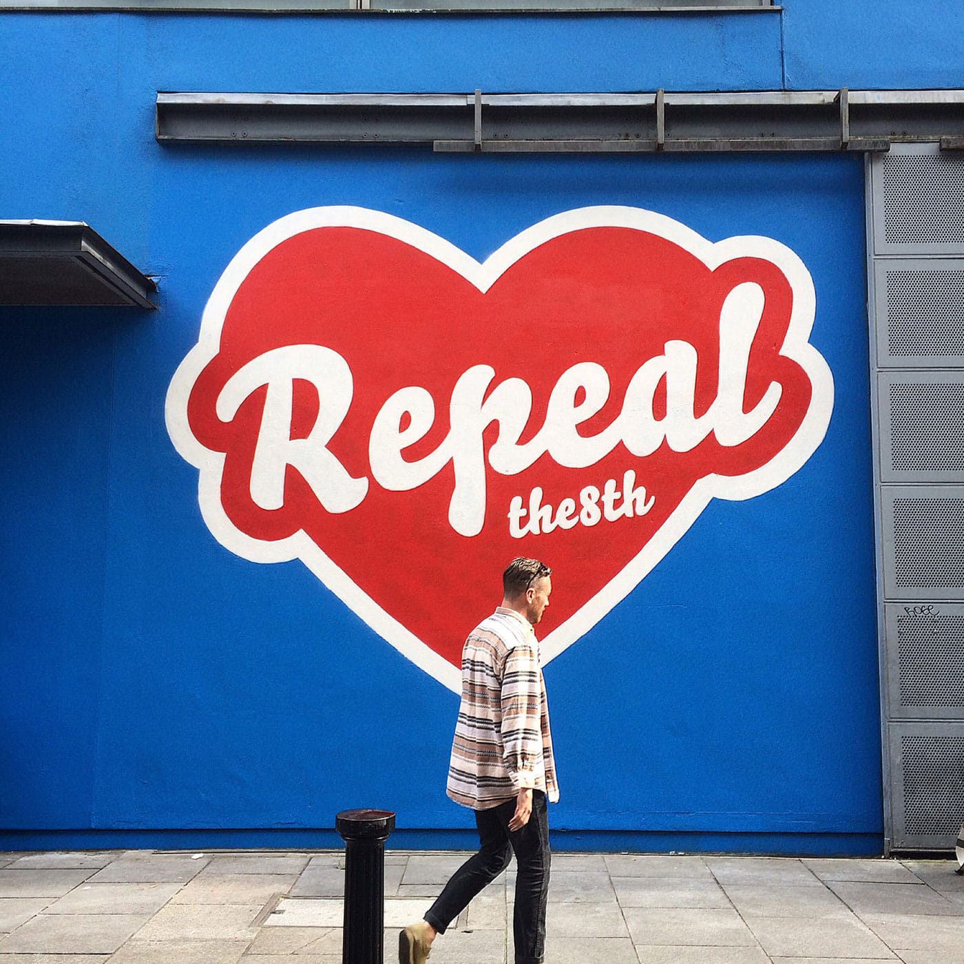 Maser with his "Repeal the 8th" mural on the exterior of Project Arts Center in Dublin (photo courtesy the HunReal Issues)
