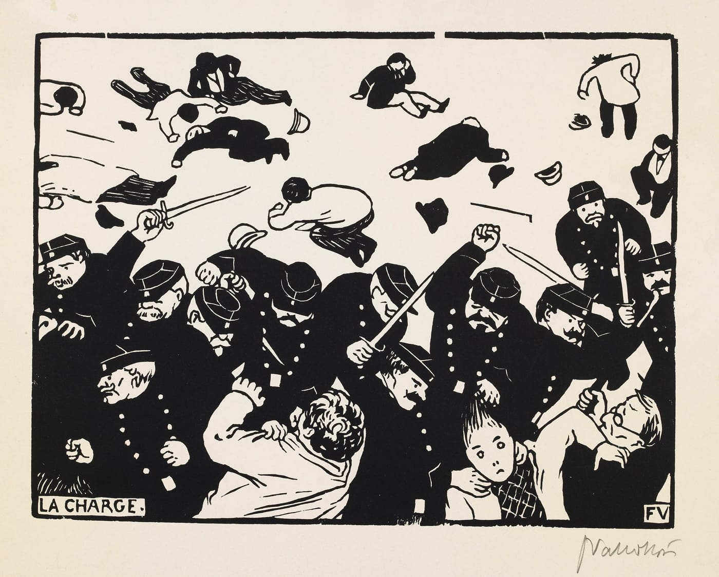 Félix Vallotton, "La Charge" (1893), Musée national d’Art moderne, Centre Pompidou, Paris, gift of Adèle and Georges Besson in 1963, on long-term loan to the Musée des Beaux-Arts et d’Archéologie de Besançon (© Centre Pompidou / MNAM; photo by Pierre Guenat, Besançon, Musée des beaux-arts et d’archéologie)