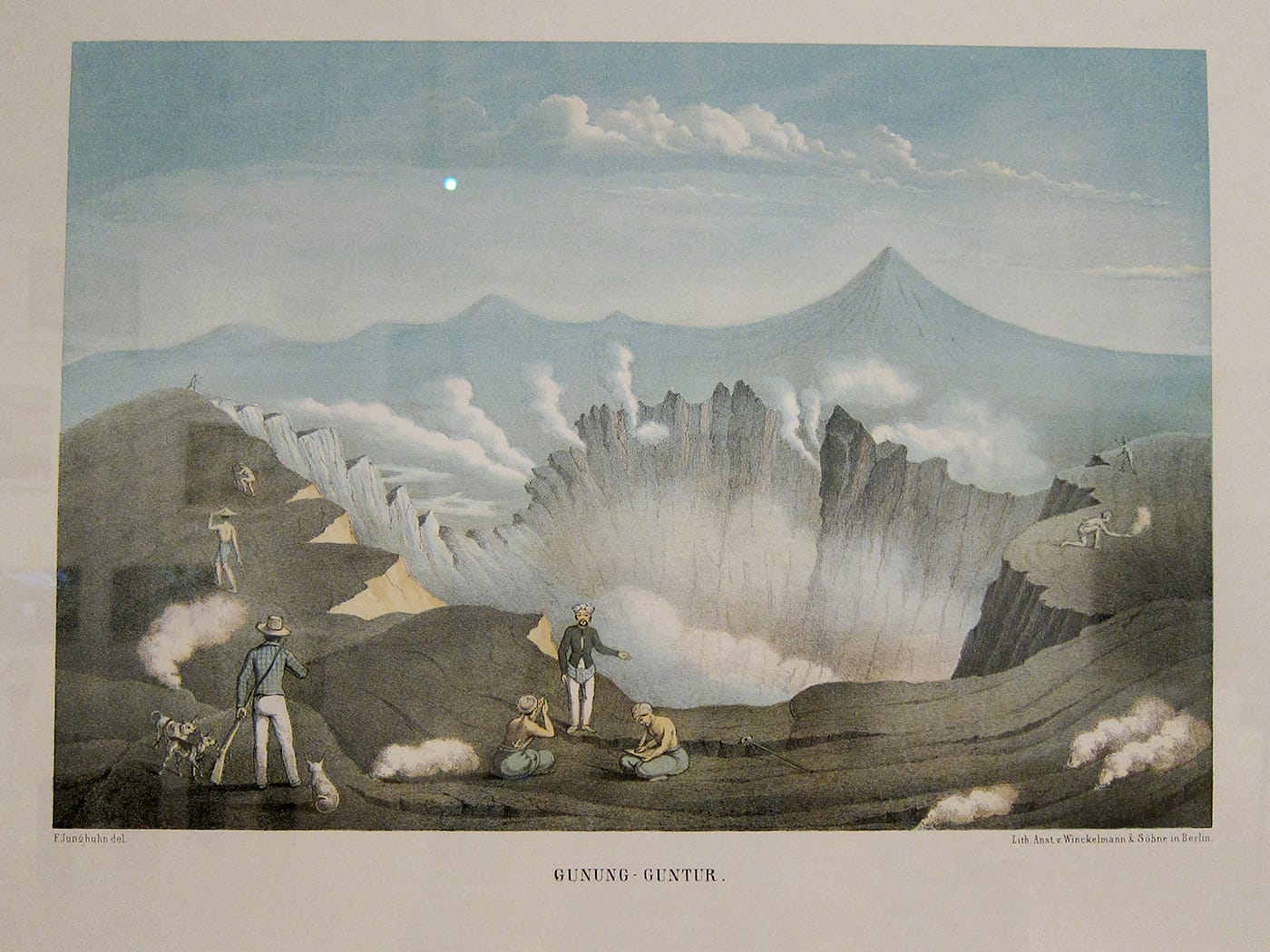 Franz Wilhelm Junghuhn, "Gunung Guntar" (1856), from Java-Album, Landschafts-Ansichten von Java, nach der Natur aufgenommen