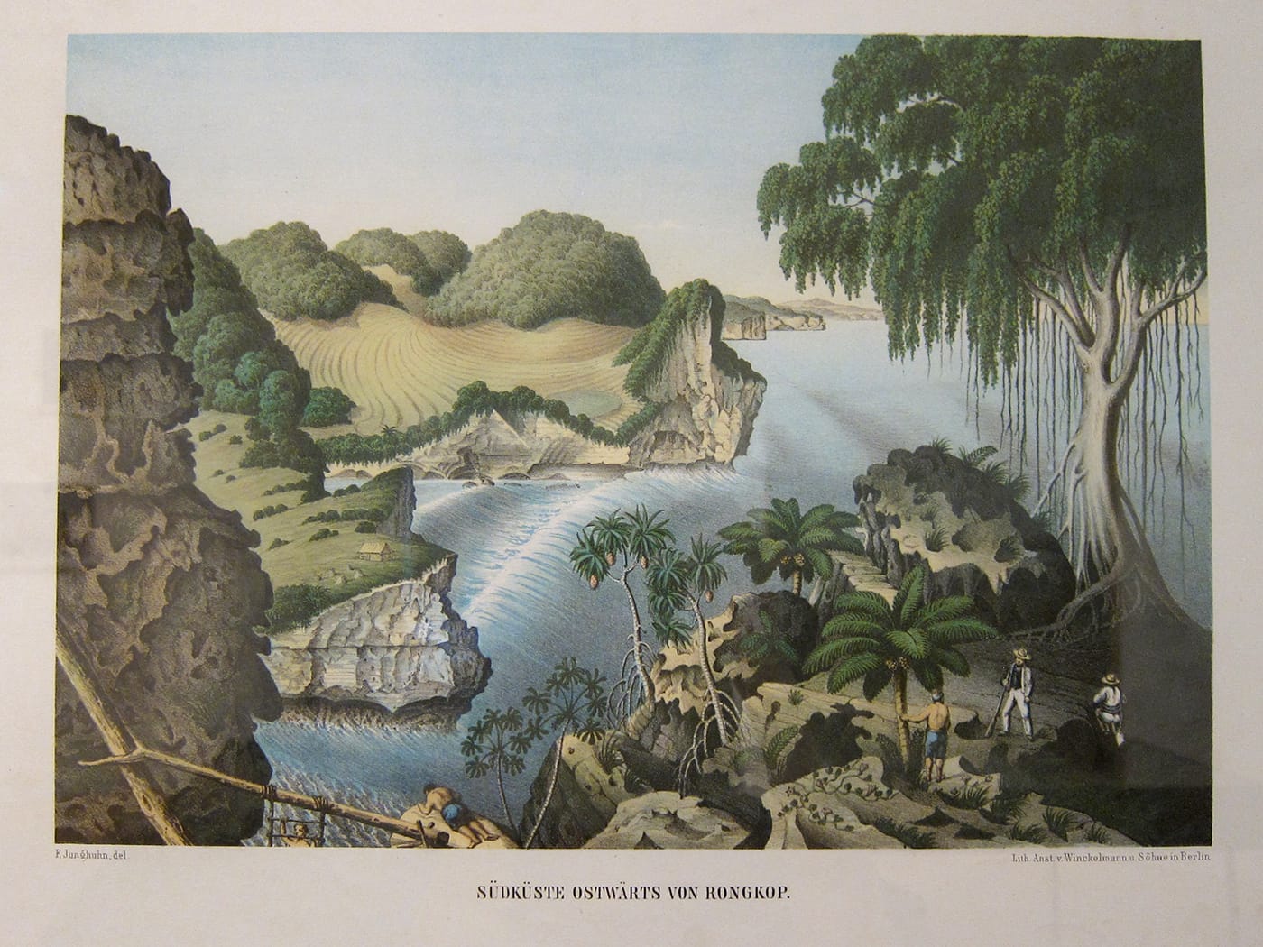 Franz Wilhelm Junghuhn, "Côte sud de/Southcoast of Rongkop" (1856), from Java-Album, Landschafts-Ansichten von Java, nach der Natur aufgenommen
