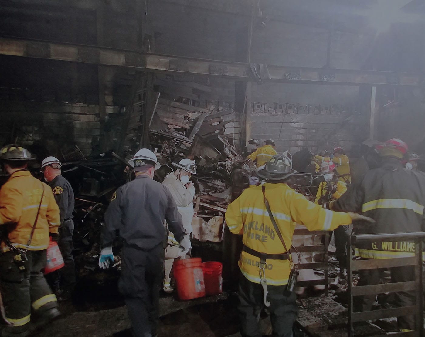 Firefighters inside the ruins of the Ghost Ship warehouse (photo courtesy Oakland Police Department)