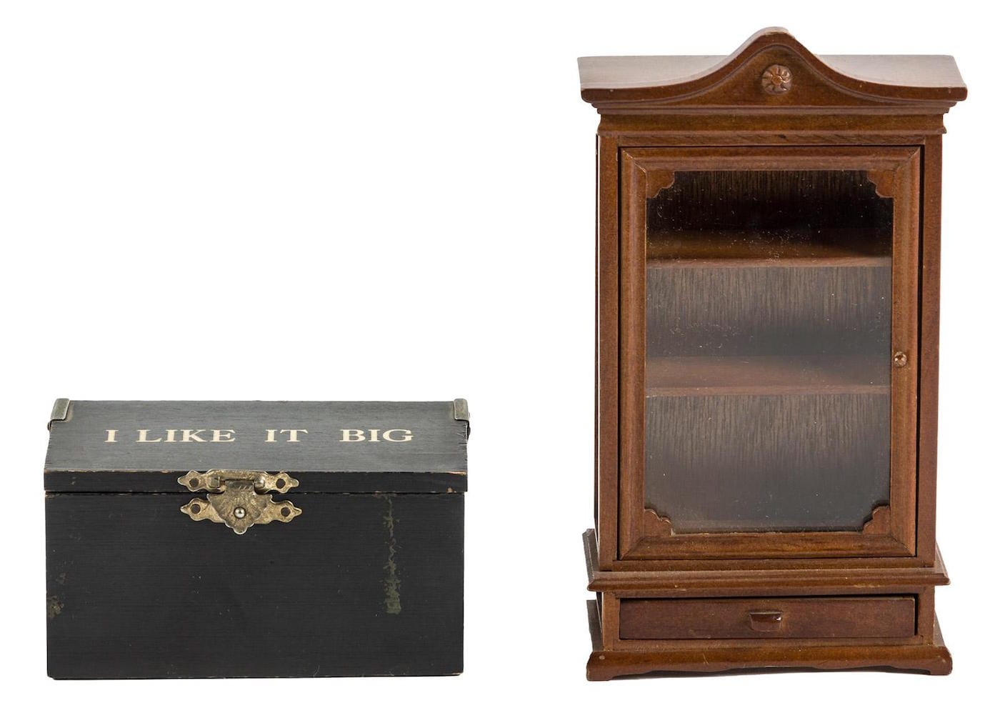 A small wooden trunk and wooden bookcase (late 20th c.)