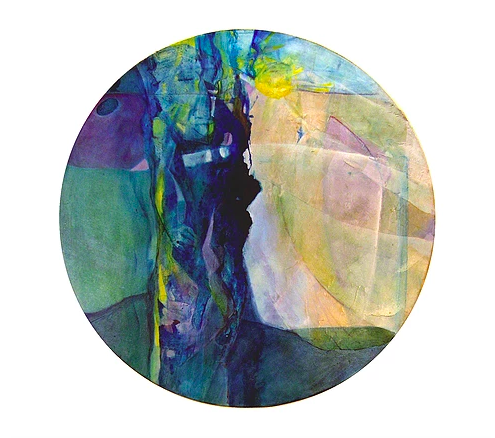 Ancestors Bearing Light, 2007, Betty Blayton-Taylor. Acrylic on canvas, 30 inches round.