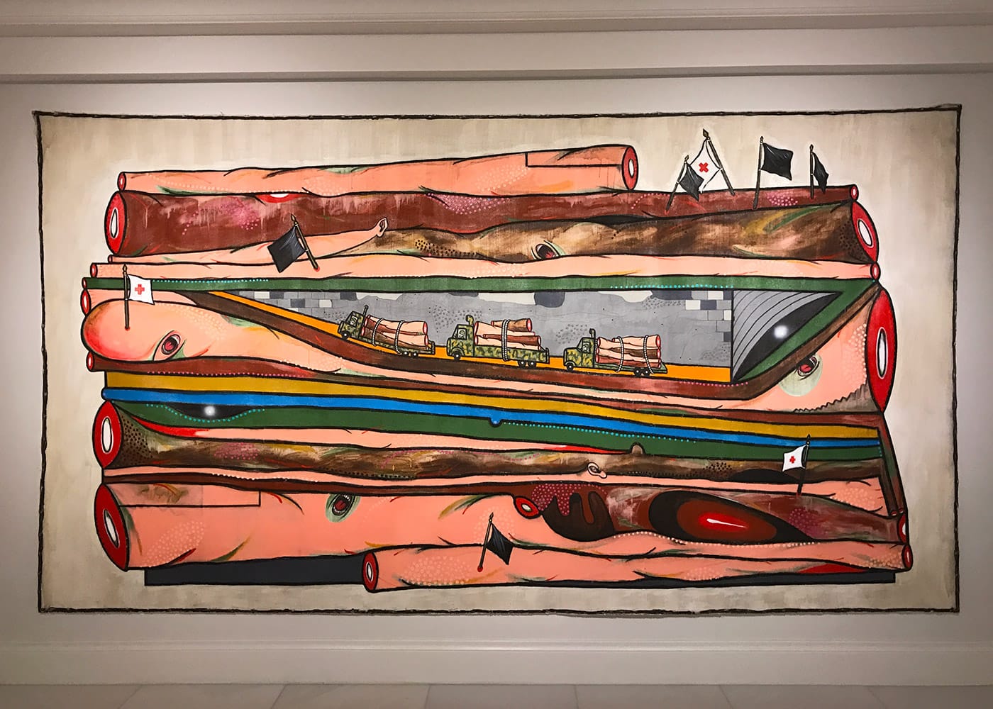 Luis Cruz Azaceta, "Slaughter" (2010), acrylic on canvas, 84 x 156 in