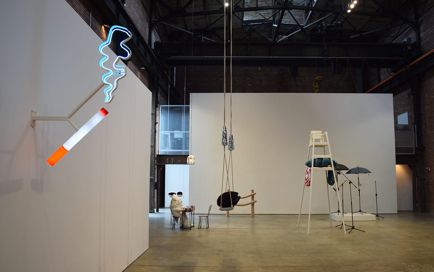 Installation view of Cosima von Bonin: Who's Exploiting Who in the Deep Sea? at SculptureCenter