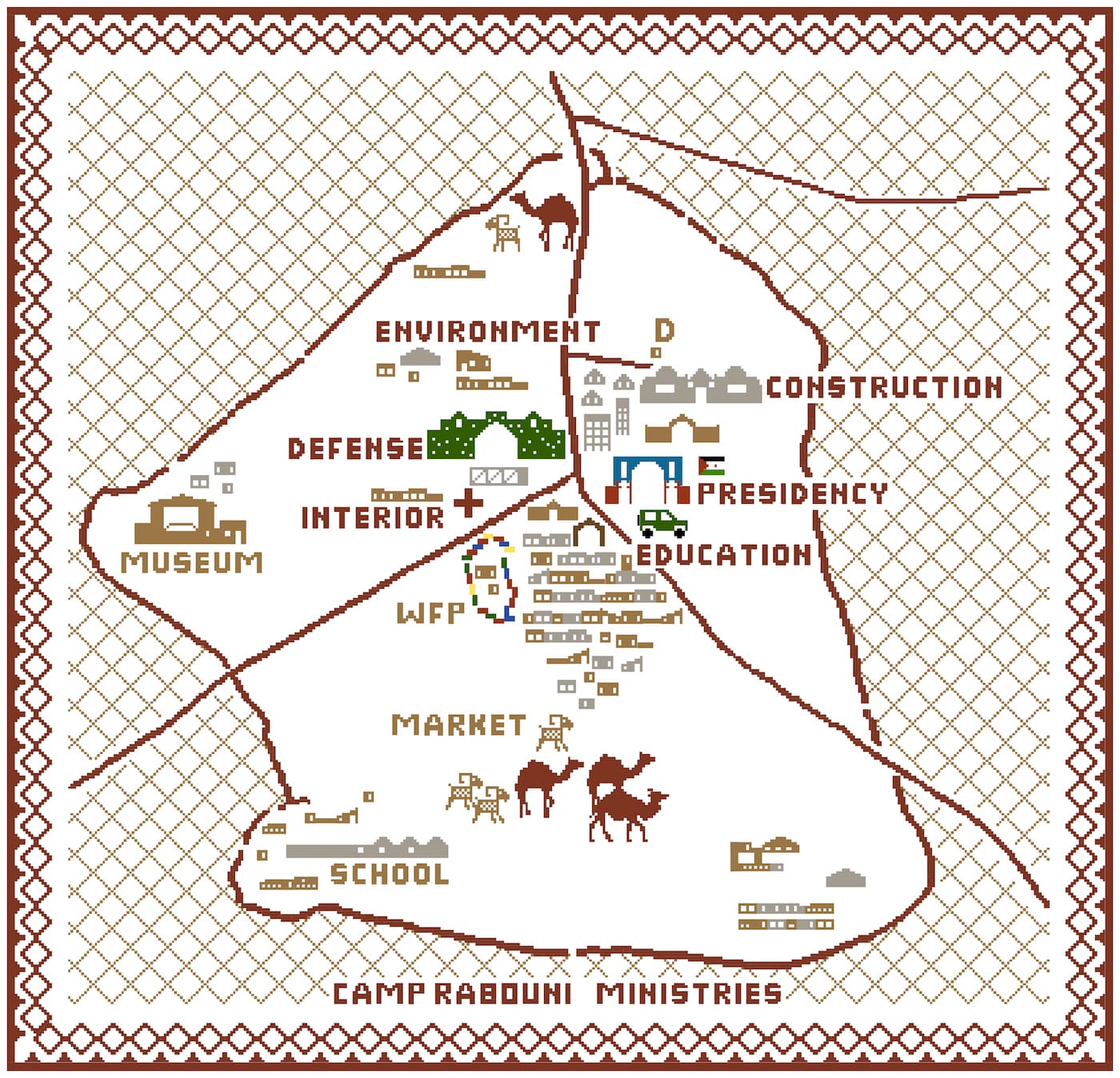 Manuel Herz and the National Union of Sahrawi Women, "Design for Rabouni Camp Woven Piece" (2016) (courtesy of Manuel Herz and the National Union of Sahrawi Women)