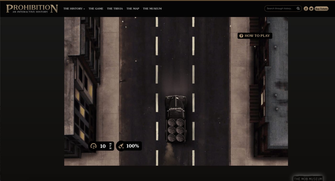 Prohibition: An Interactive History from the Mob Museum (screenshot by the author for Hyperallergic)