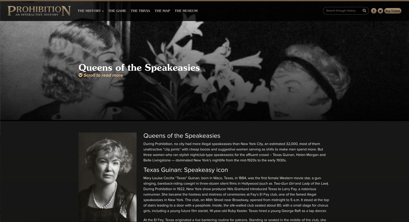 Prohibition: An Interactive History from the Mob Museum (screenshot by the author for Hyperallergic)