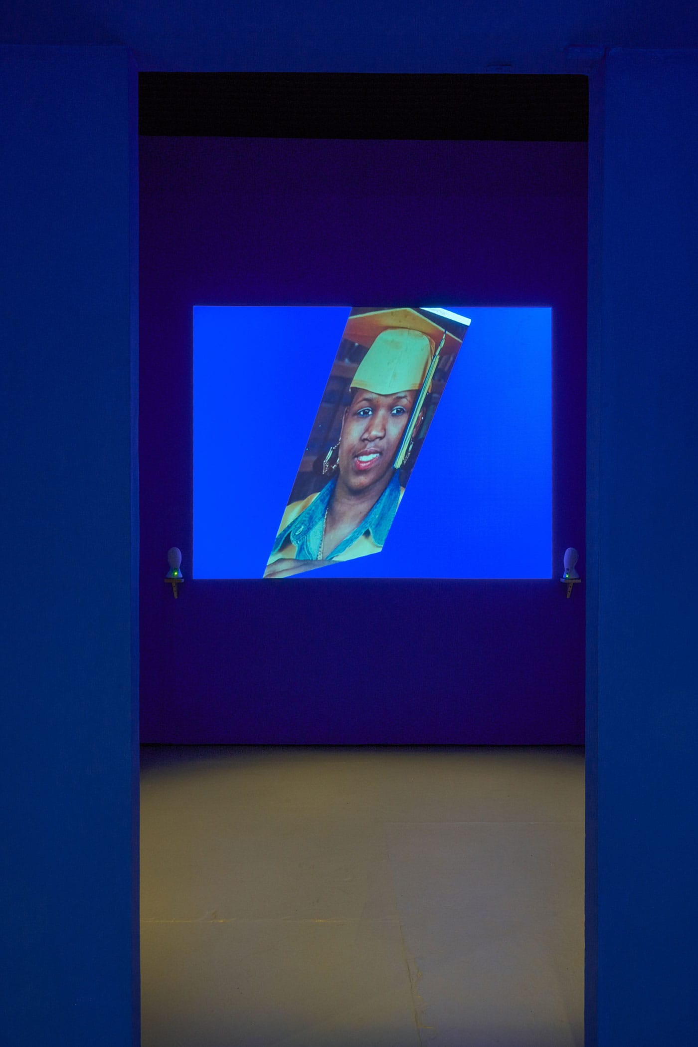 Sondra Perry, "netherrrrrrrrrrrrrrrrrrrrrrrrrrrrrrrrrrrrrrrrrrrrrrrr 1.0.3" (2016), video installation (still features portrait of Tanisha Anderson), 5:10 min