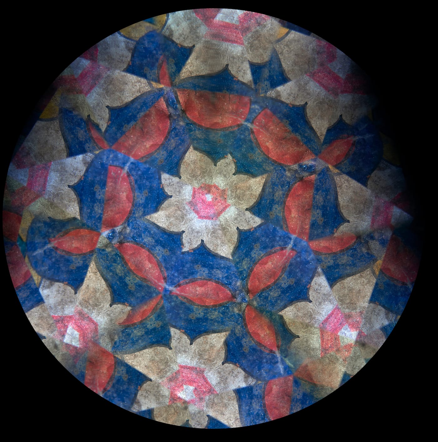Kaleidoscope image of frescoes from Khandroma: Himalayan Wind (photo by Stephan Crasneanscki)