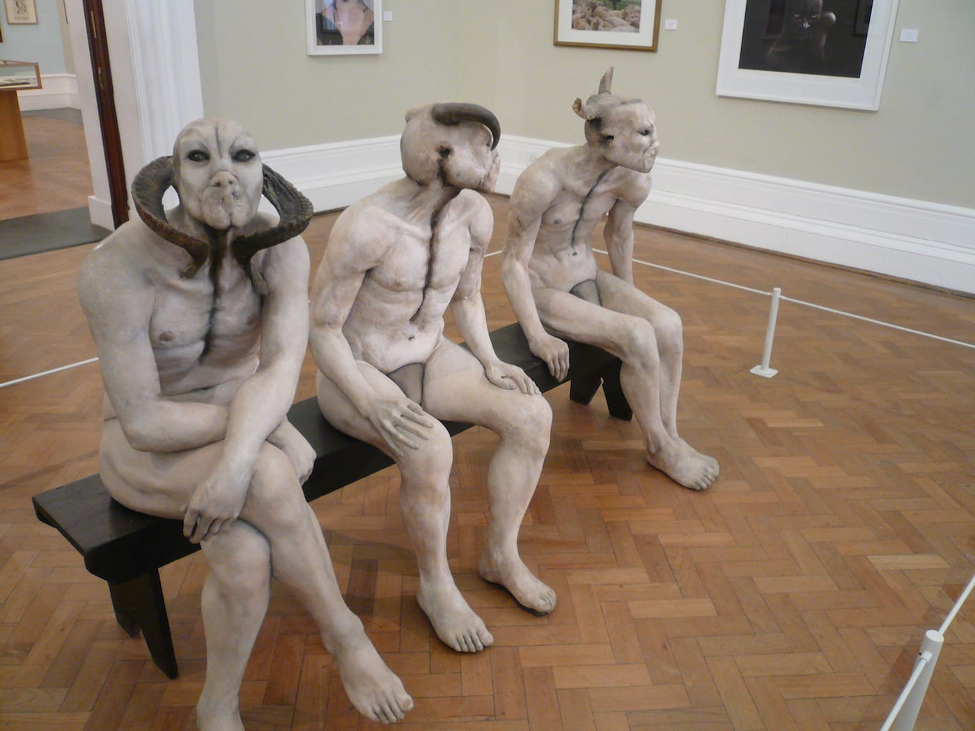 Jane Alexander, "Butcher Boys" (1985/86), plaster, bone, and horn, National Gallery of Arts, Cape Town, South Africa (photo via Wikimedia Commons)