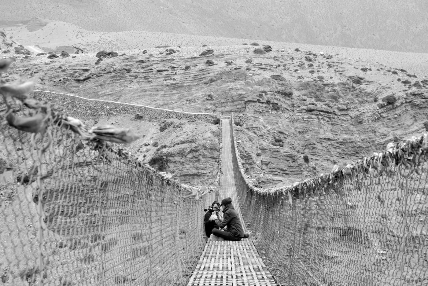The Soundwalk Collective recording on-site in Upper Mustang, Nepal (photo by Stephan Crasneanscki, courtesy the Rubin Museum)