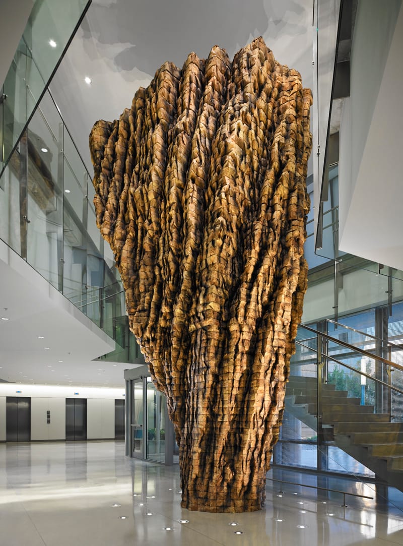Ursula von Rydingsvard's "Cedrus" in the lobby of the Benjamin P. Grogan and Jerry L. Dove Federal Building (photo by TK, courtesy the General Services Administration)