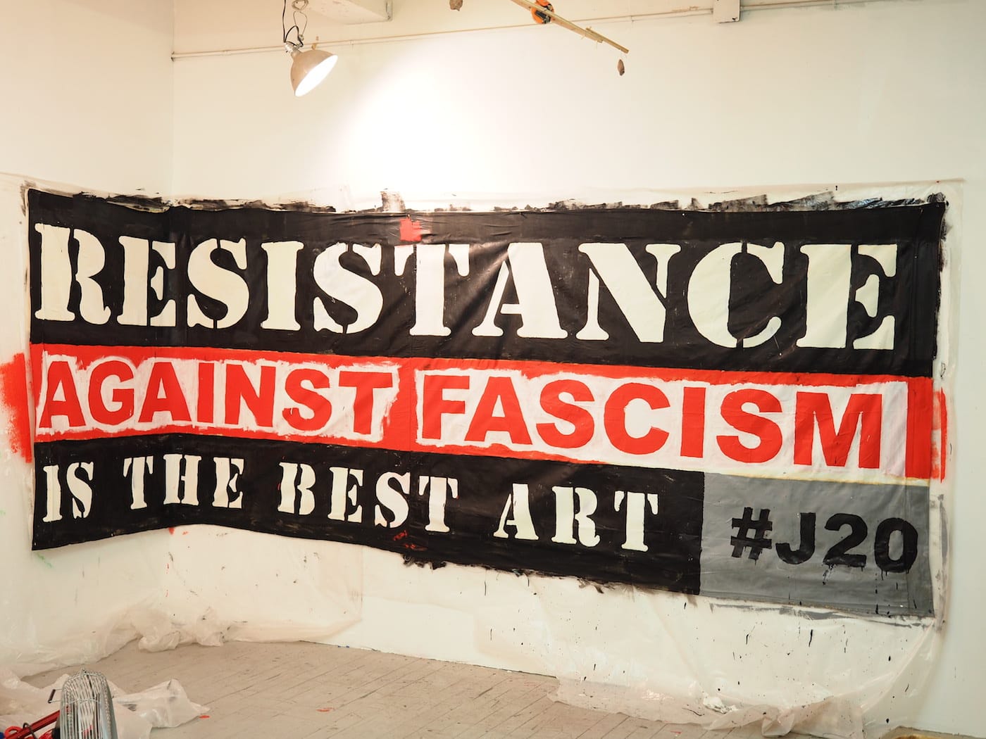 Occupy Musuems banner for #J20 event at the Whitney Museum (courtesy Occupy Museums)