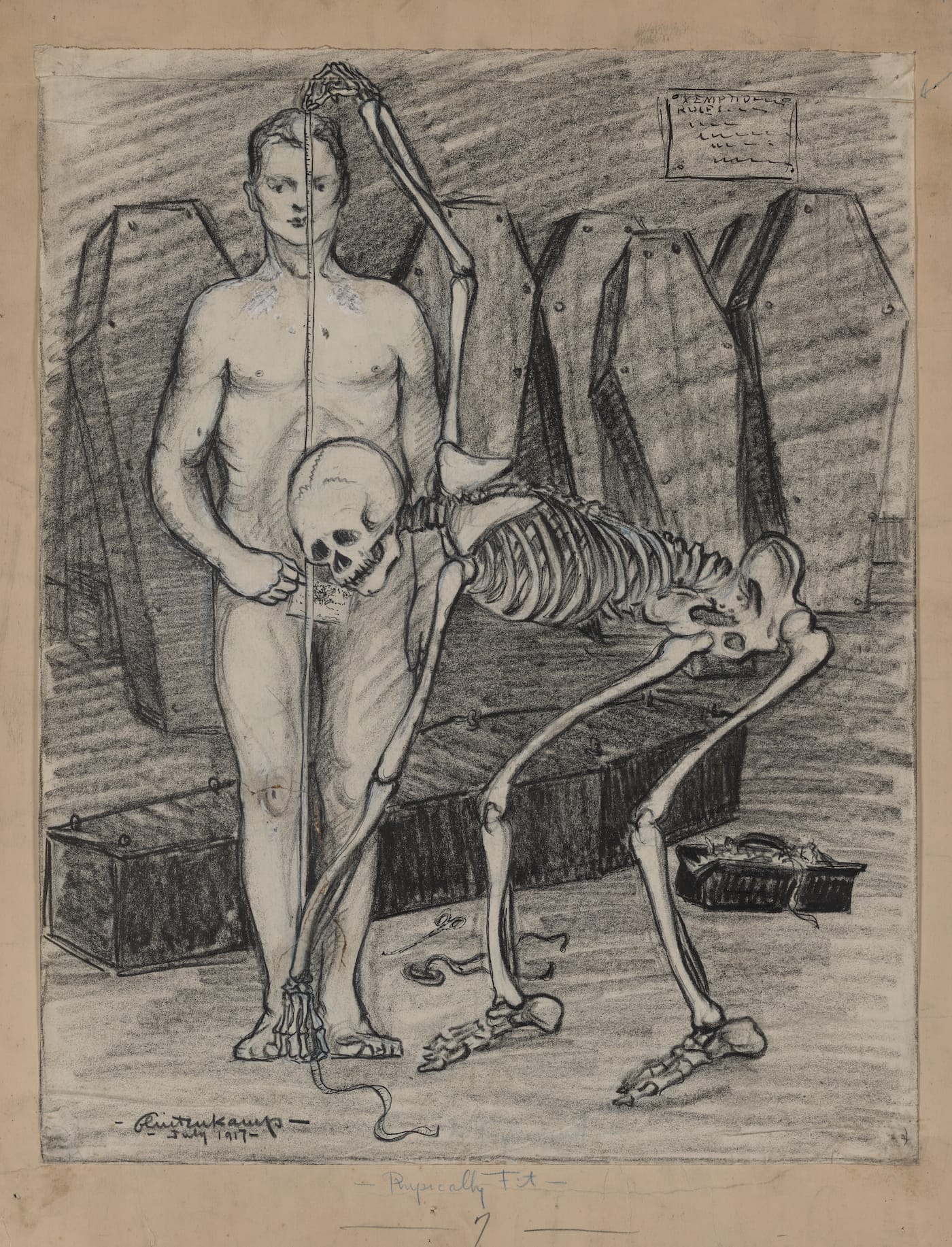 Henry Glintenkamp, "Physically Fit" (1917), published in The Masses, October 1917, crayon and India ink on board, 20 7/8 × 16 1/2 in, Library of Congress, Washington, DC, Prints and Photographs Division