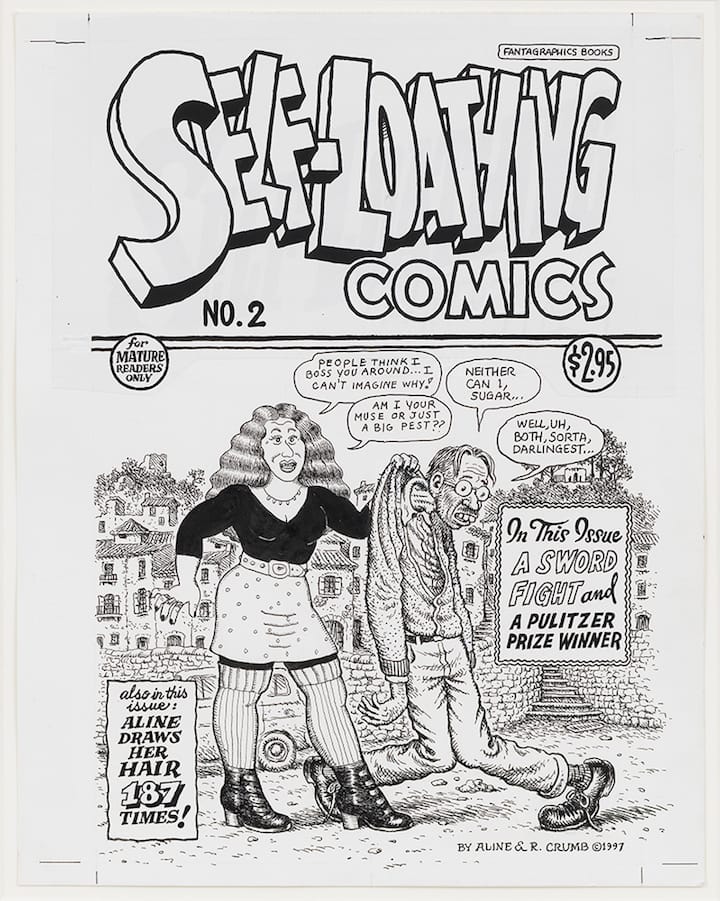 Aline Kominsky-Crumb and R. Crumb, "Self-Loathing Comics No. 2" (1997), ink and collage on paper, 14 x 11 in (courtesy of the artists)