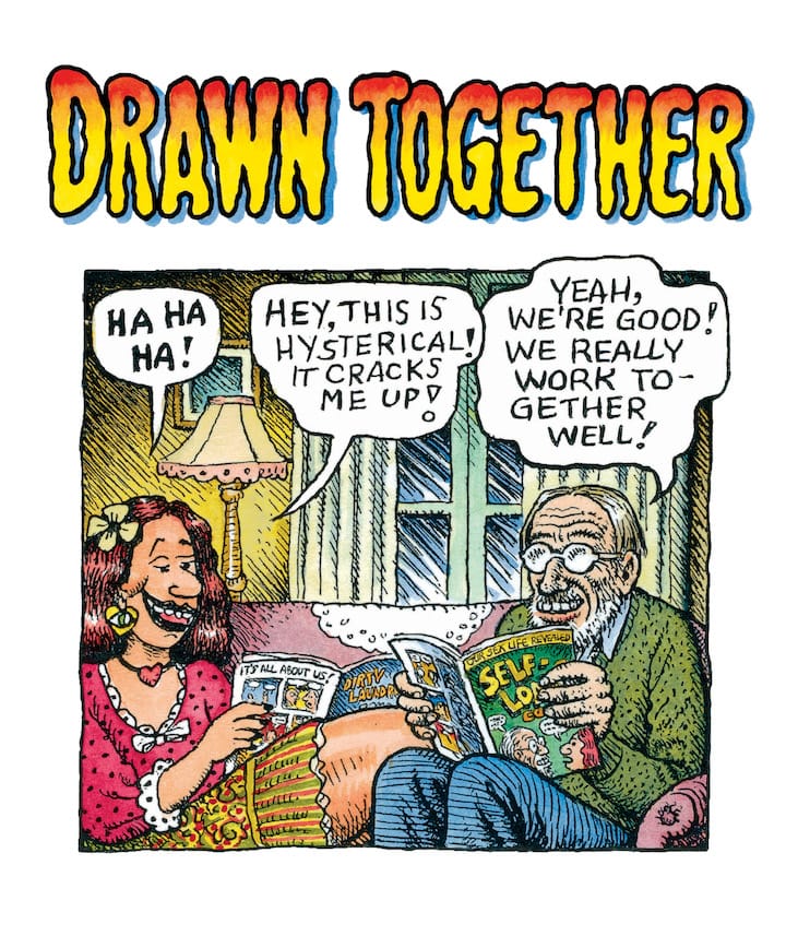 Aline Kominsky-Crumb and Robert Crumb, "Aline Kominsky-Crumb & Robert Crumb: Drawn Together," (2016), ink and watercolor on paper, poster for the exhibition at the Cartoonmuseum Basel (courtesy of the artists)