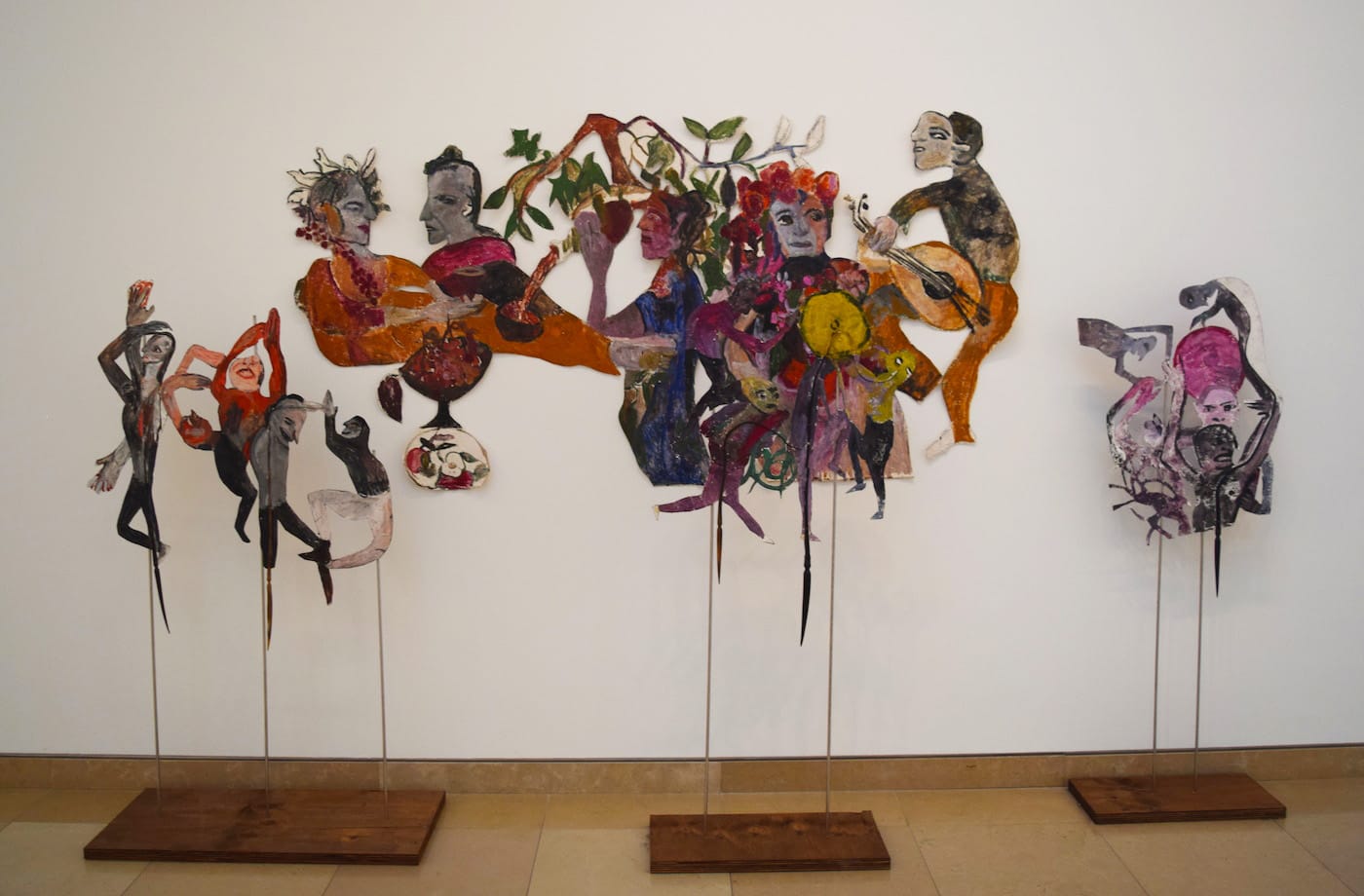 Anna Boghiguian, "The Procession of Dionysus" (2015–16), cut-outs and mixed media