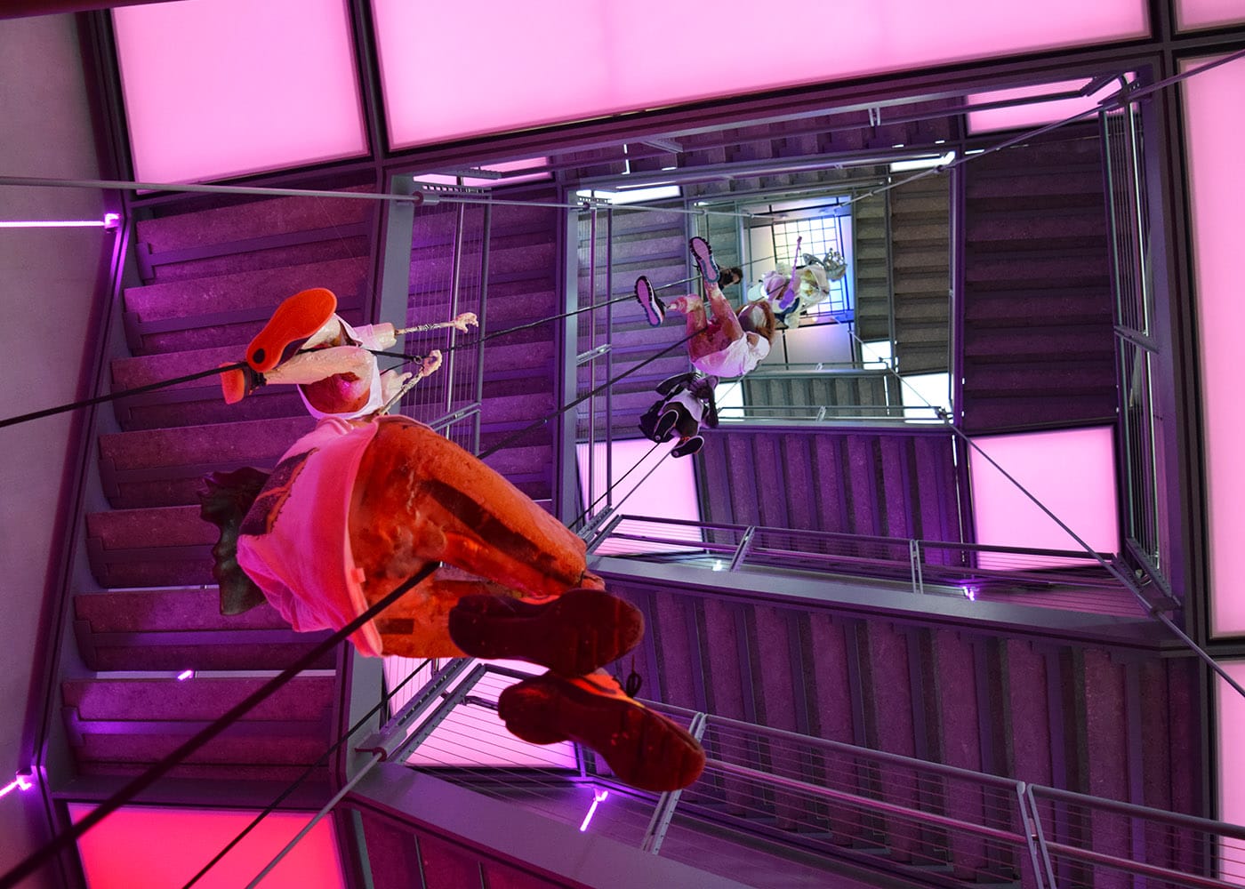 Detail of Ajay Kurian's installation in the Whitney Museum stairwell, "Childermass" (2017)