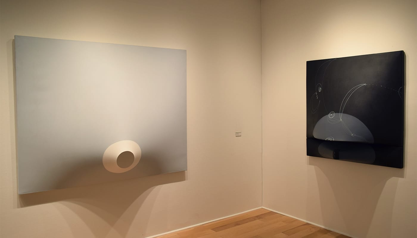 Works by Zilia Sánchez in the Galerie Lelong booth at the 2017 ADAA Art Show