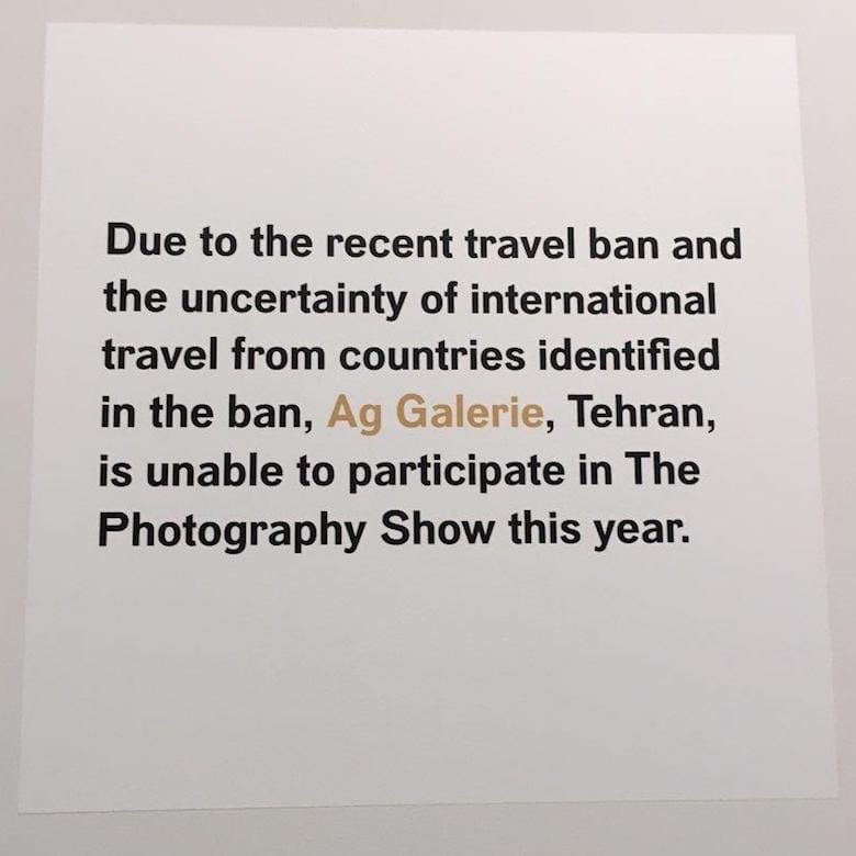 The note that will greet visitors to booth 317 at this week's AIPAD Photography Show (courtesy AIPAD)