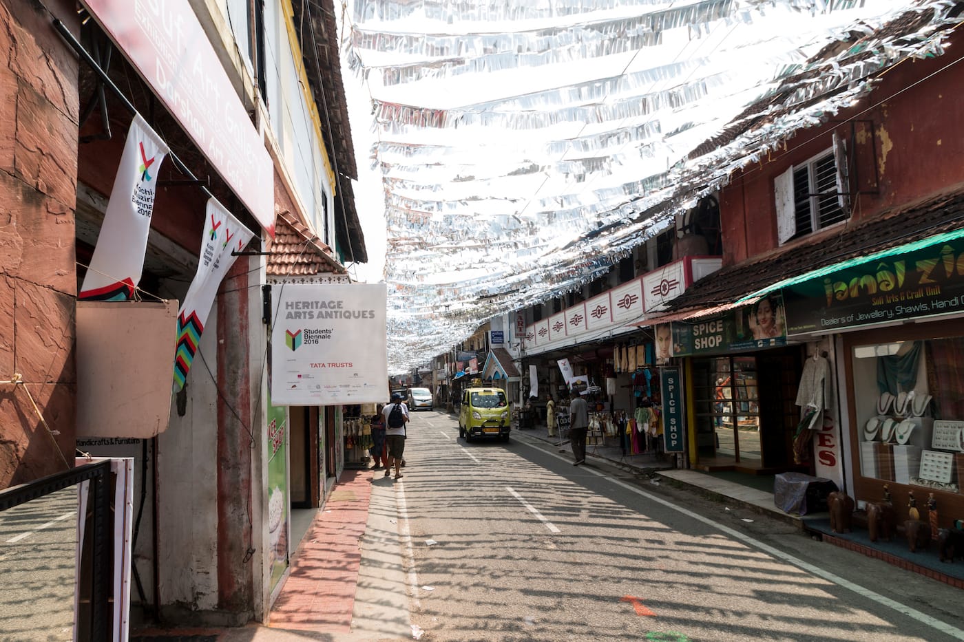 Jew Town, a neighborhood in Fort Kochi where several Kochi–Muziris Biennale venues are located