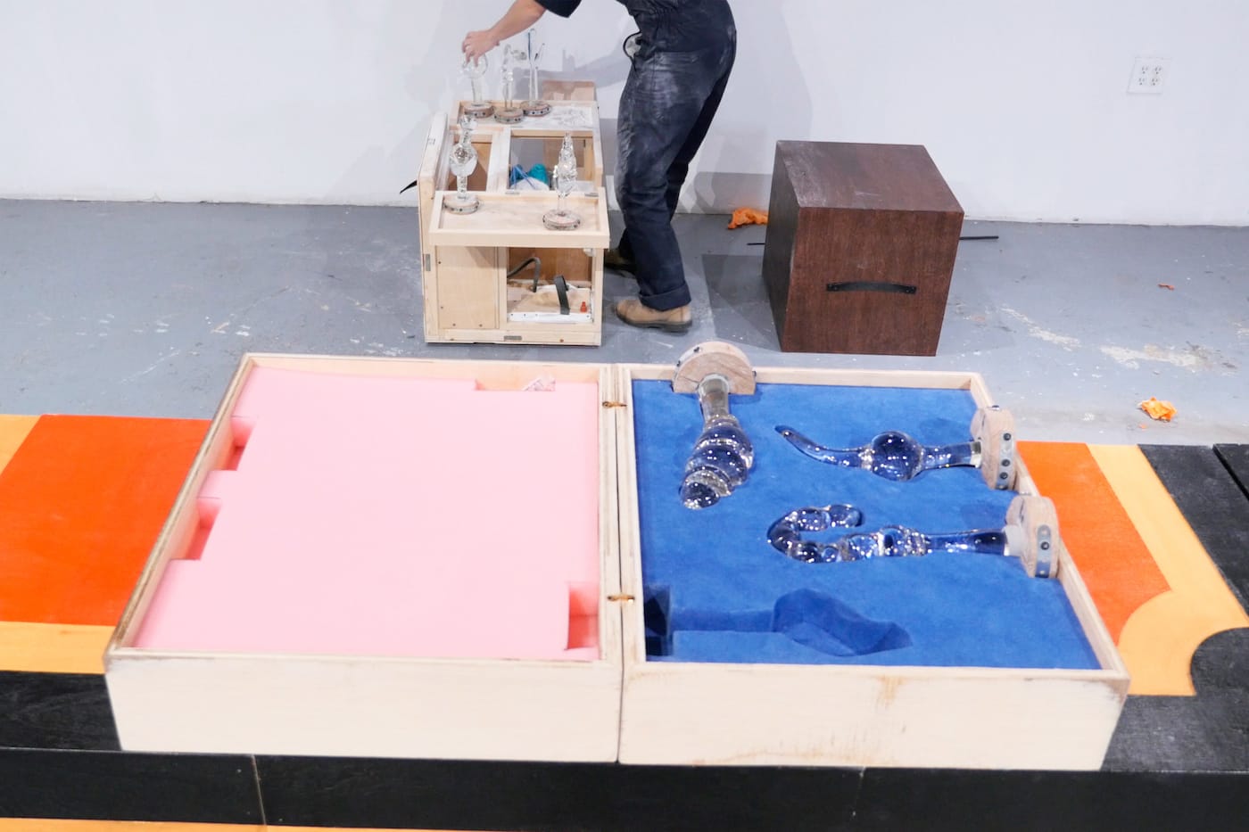 Rotem Tamir and Omri Zin, <em>Larval Acceleration: A Conversation in Chunks</em> (2017), installation view at Locust Projects, Miami