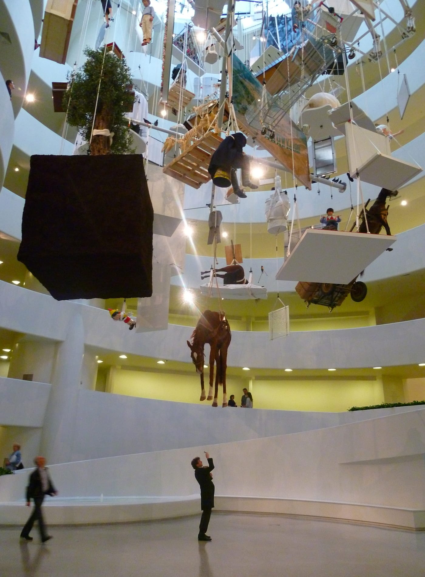 Installation view of <em>Maurizio Cattelan: All</em> at the Guggenheim (photo by the author for Hyperallergic)