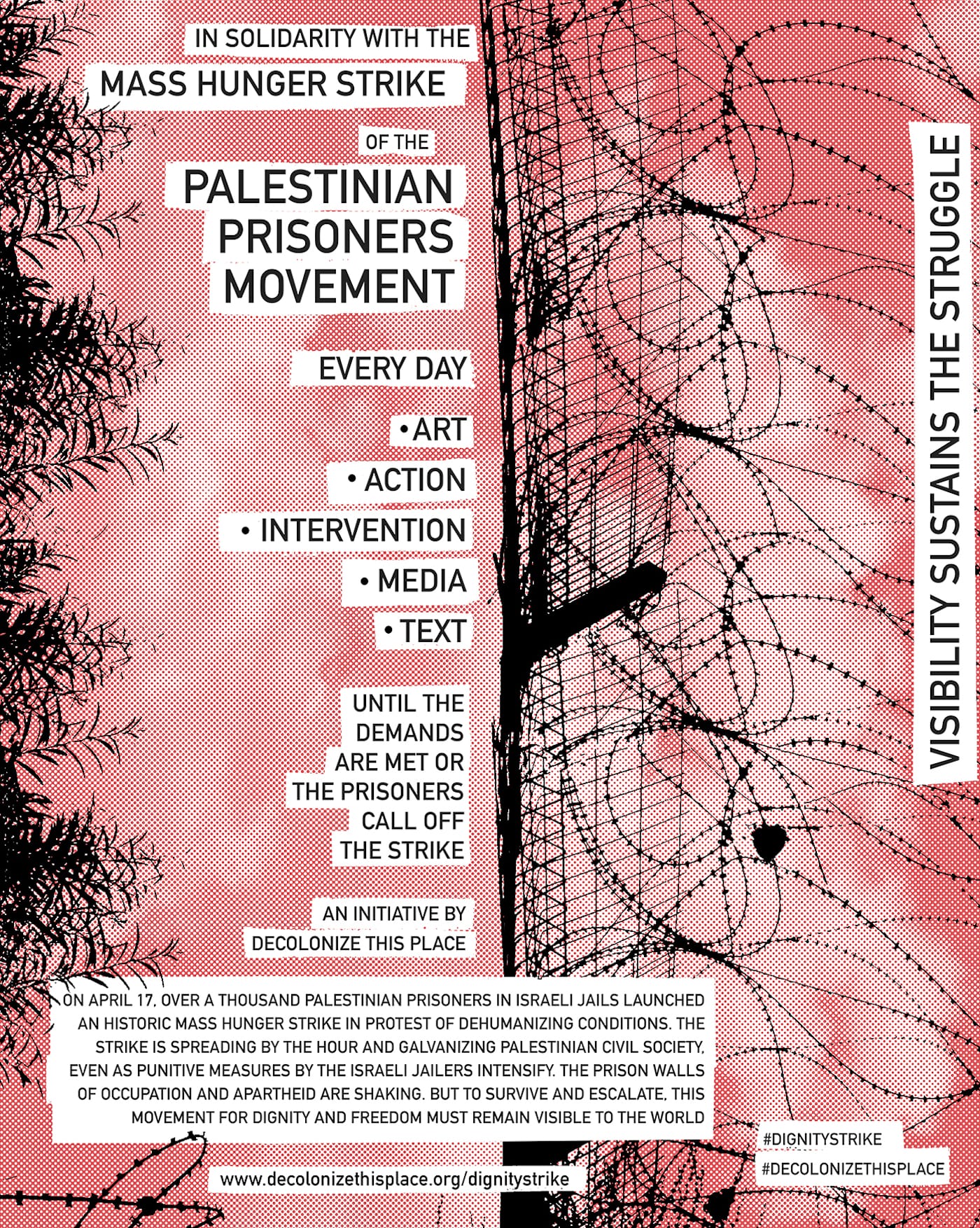 Dignity Strike poster in English (by and courtesy Decolonize This Place)