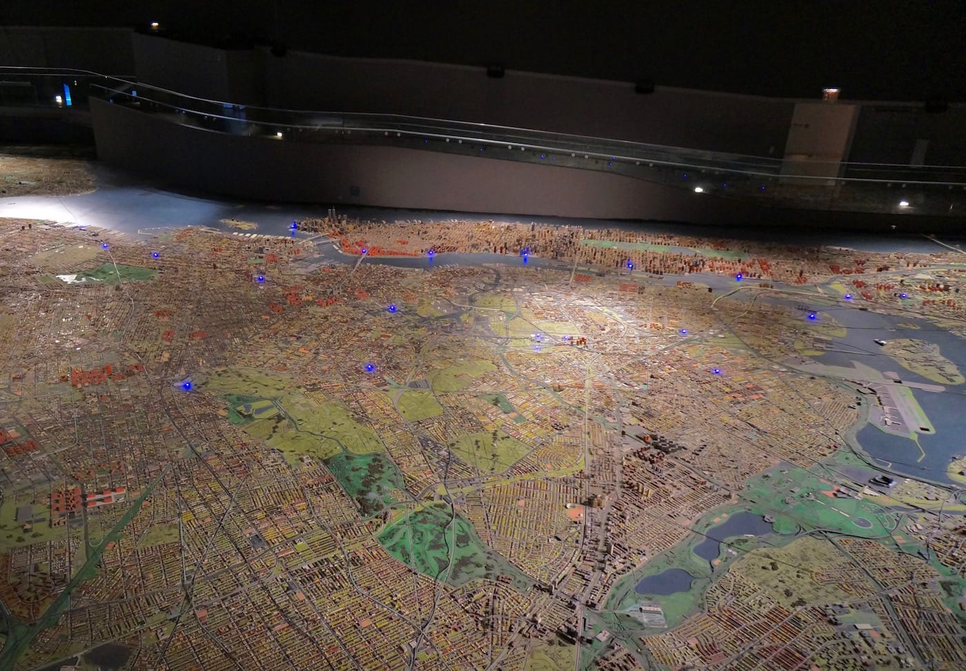 The Queens Museum’s Panorama of the City of New York seen during the recent Mierle Laderman Ukeles retrospective (photo by Jillian Steinhauer/Hyperallergic)