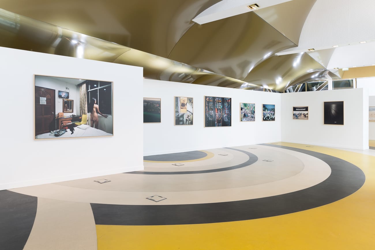 Installation view of Les Paradis, Rapport annuel at Université Paris II Panthéon-Assas (photo © UP2PA - direction de la communication - 2017)