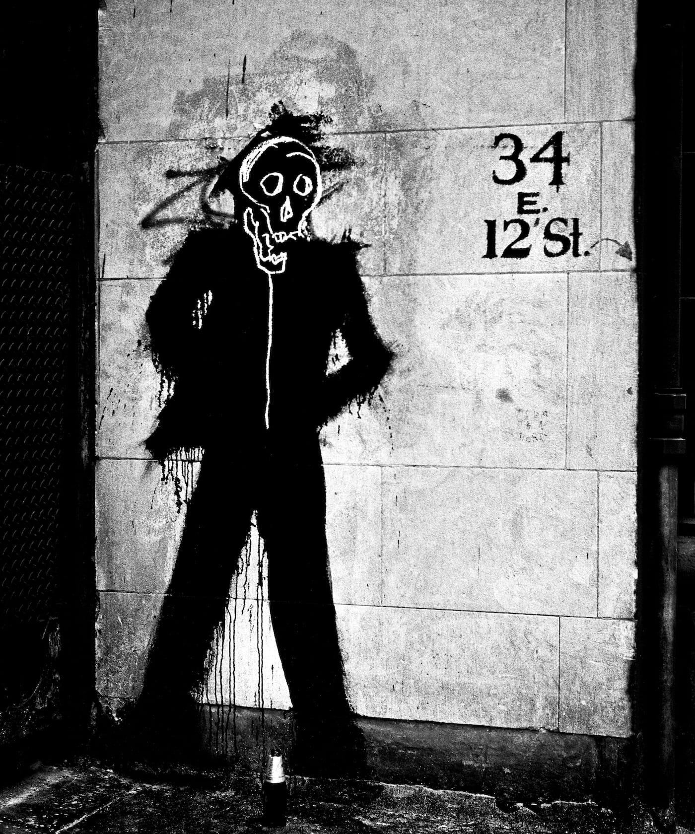 One of Richard Hambleton's "Shadowman" figures at 34 East 12th Street (photo by Hank O'Neal)