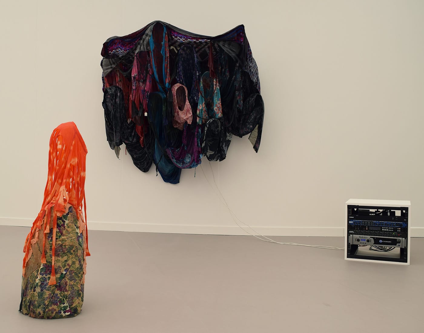 Works by Kevin Beasley in the Casey Kaplan booth