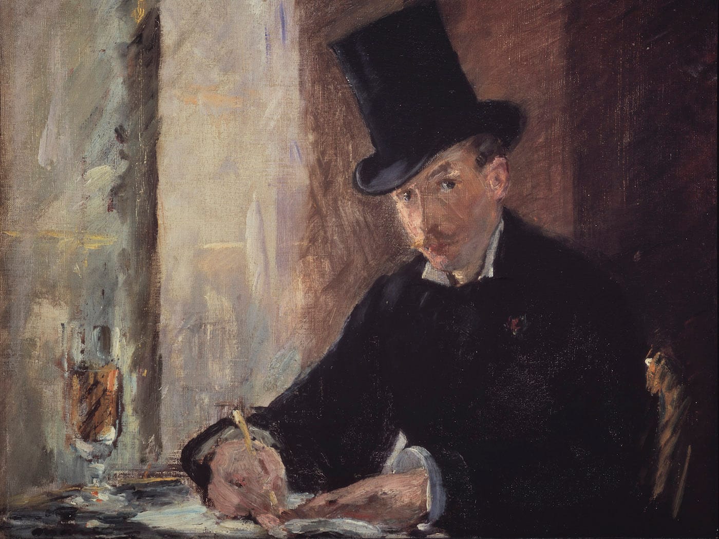 Édouard Manet, "Chez Tortoni" (ca 1875), oil on canvas, 10 1/4 x 13 3/8 in (courtesy Isabella Stewart Gardner Museum, Boston)