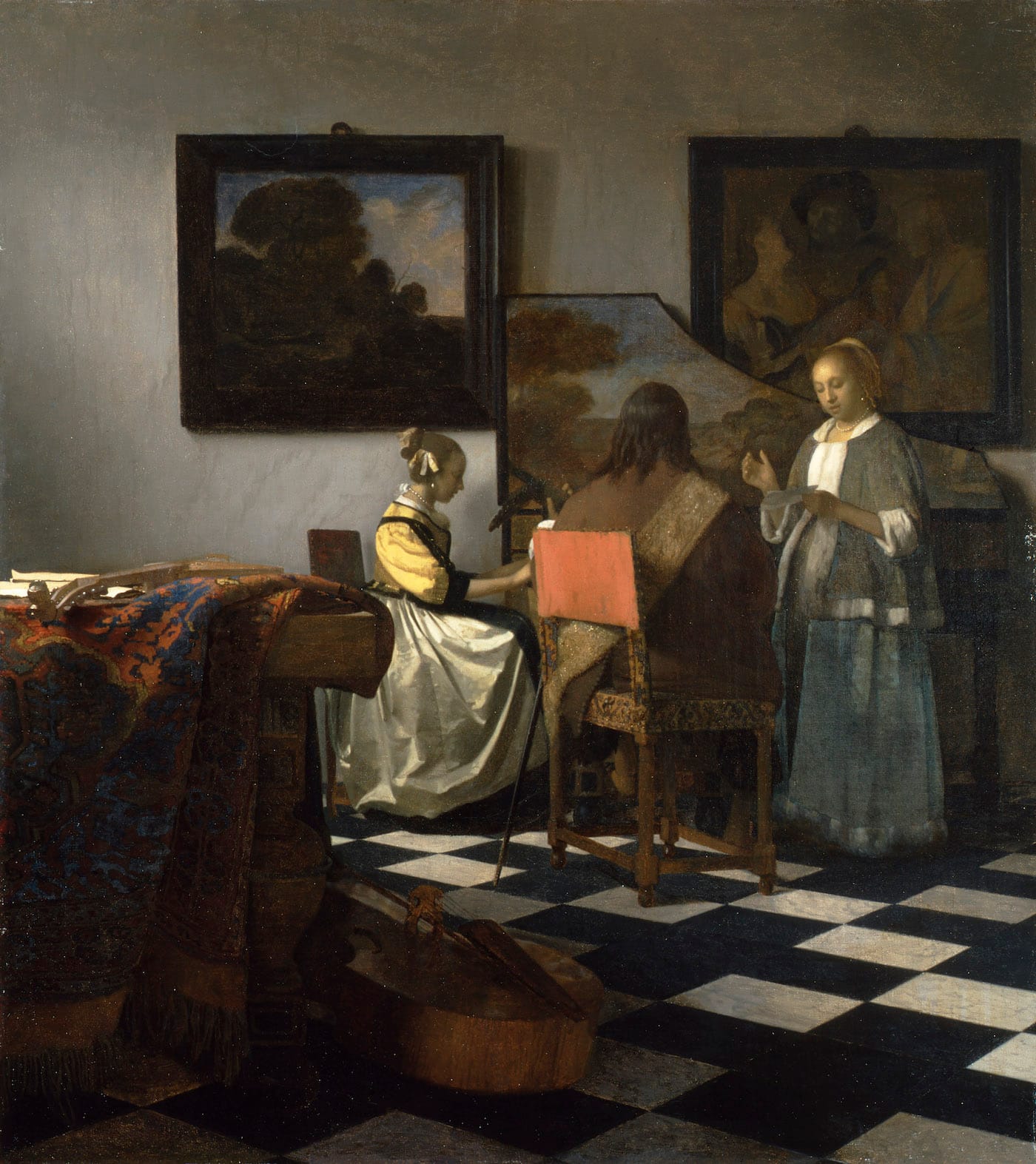 Jan Vermeer, "The Concert" (ca 1665), oil on canvas, 28 9/16 x 25 1/2 in (courtesy Isabella Stewart Gardner Museum, Boston)