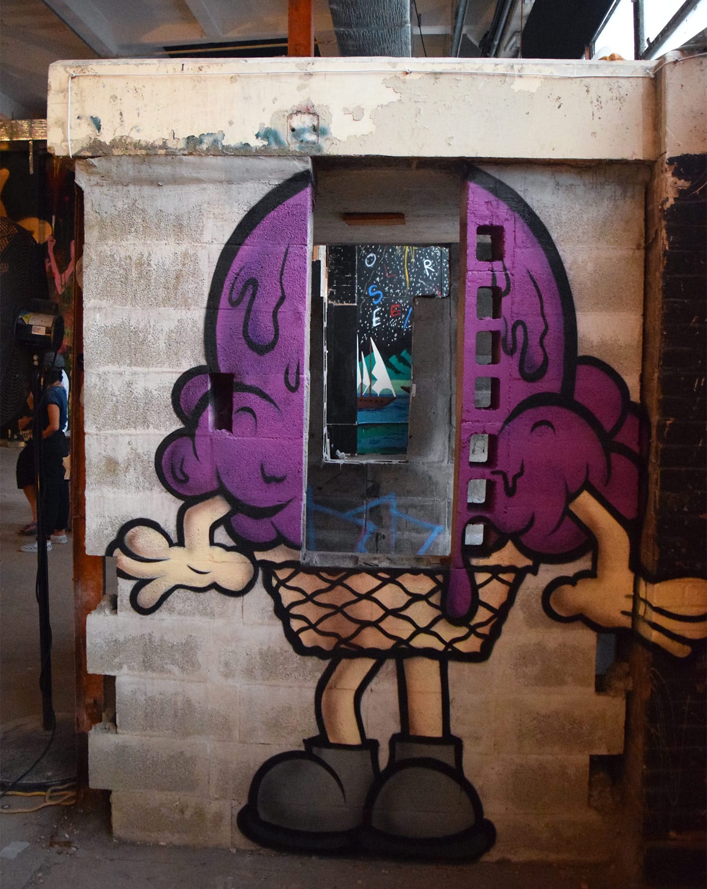 Partial view of Buff Monster's mural at Market Surplus