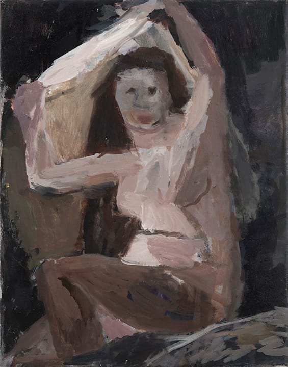 Janice Nowinski, "Figure Revealed" (2016), oil on canvas, 14 x 11 in