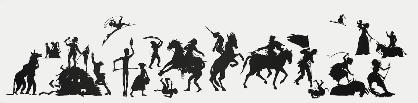 Kara Walker, “The Jubilant Martyrs of Obsolescence and Ruin” (2015), cut paper on wall, 165 3/8 x 698 13/16 in (courtesy The High Museum of Art, Atlanta)