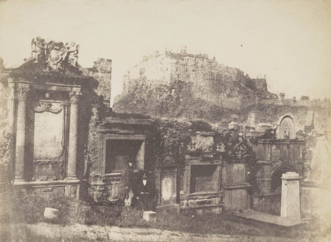 David Octavius Hill and Robert Adamson, "Greyfriars' Churchyard, a group of monuments including the Chalmers and Jackson Monuments" (1843-47), calotype print (courtesy Scottish National Portrait Gallery)
