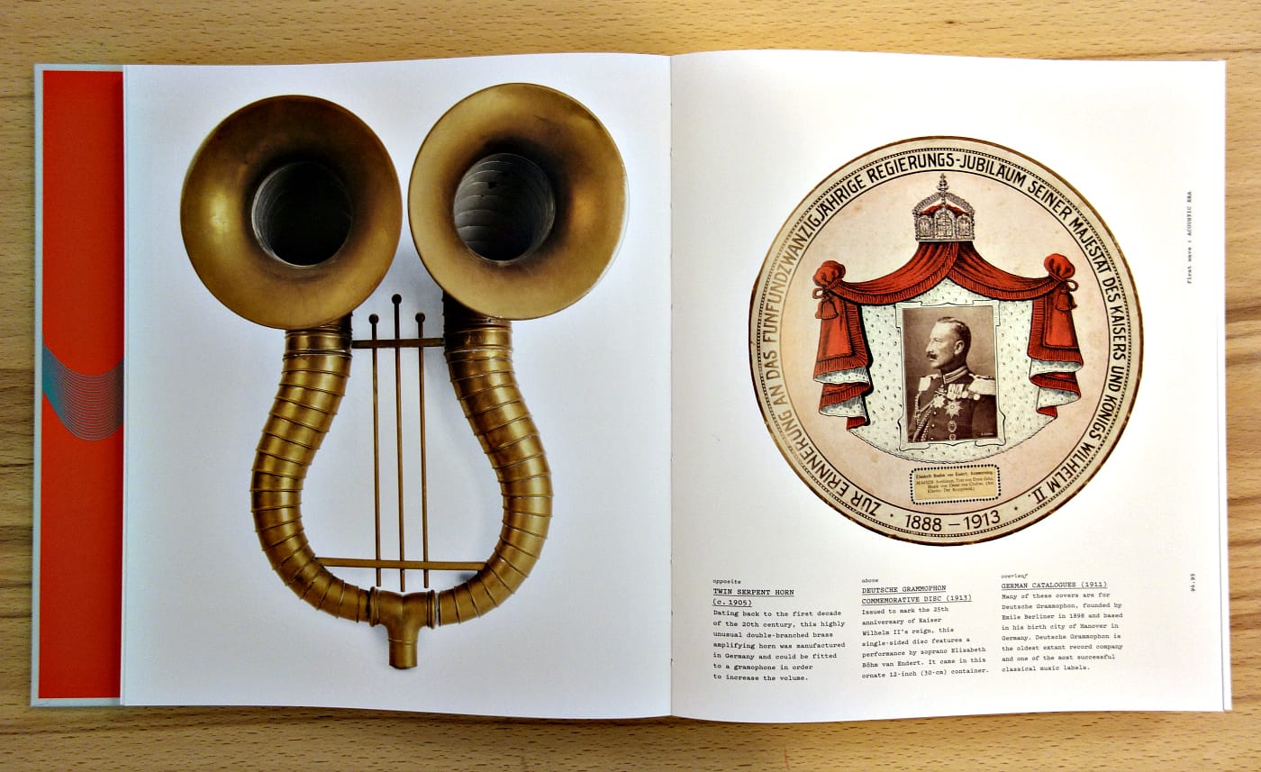 Pages from The Art of Sound: A Visual History for Audiophiles (photo of the book for Hyperallergic)