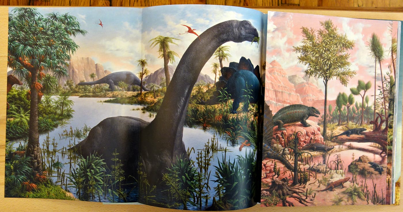 Pages from Paleoart: Visions of the Prehistoric Past (photo of the book for Hyperallergic)