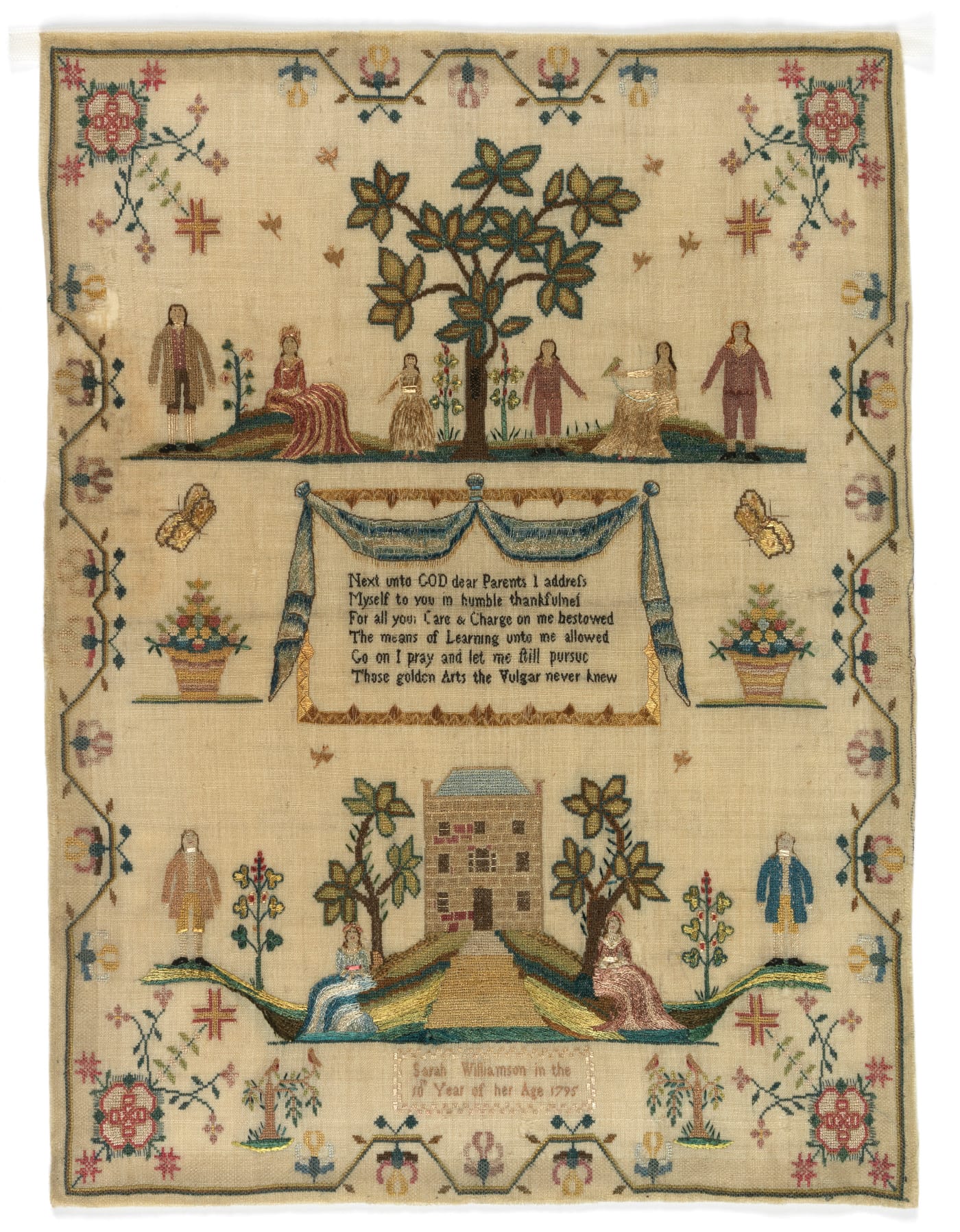 Sampler with framing border (1795), inscribed "Sarah Williamson" (© The Fitzwilliam Museum, University of Cambridge)