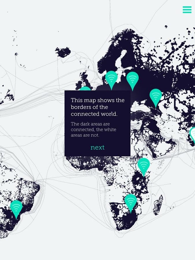 Map of the connected world on the White Spots app (courtesy Studio Richard Vijgen)