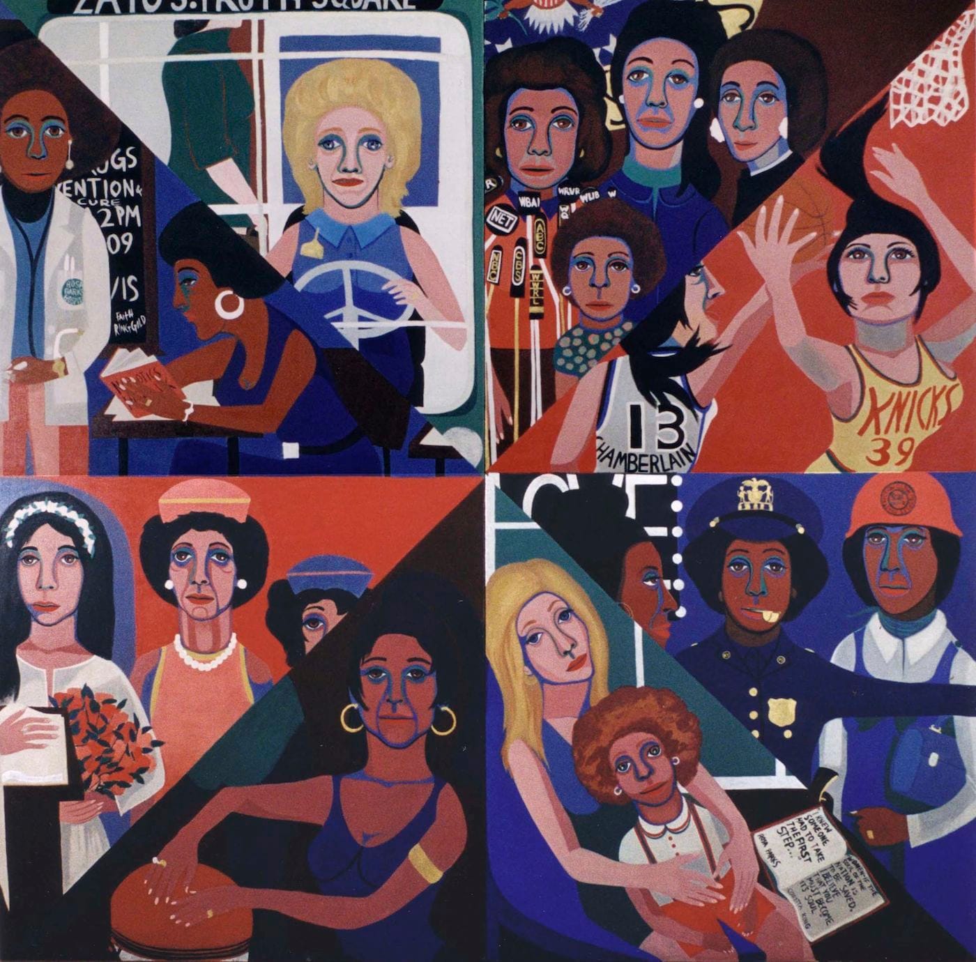Faith Ringgold, "For the W omen's House" (1971), oil on canvas, 96 x 96 in, courtesy of Rose M. Singer Center, Rikers Island Correctional Center (© 2017 Faith Ringgold / Artists Rights Society, ARS, New York)