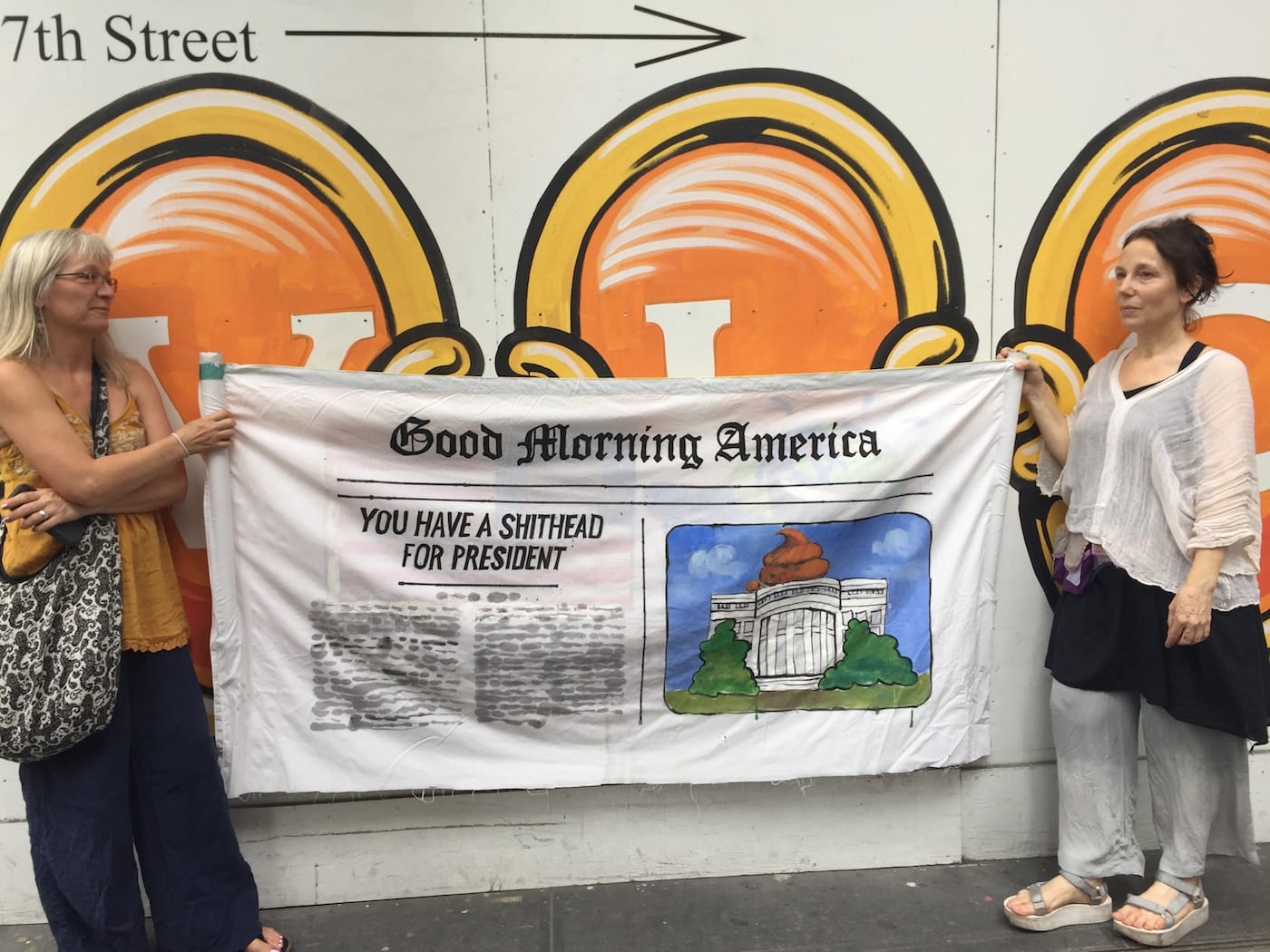 Protesters at Trump Tower on Monday, August 14
