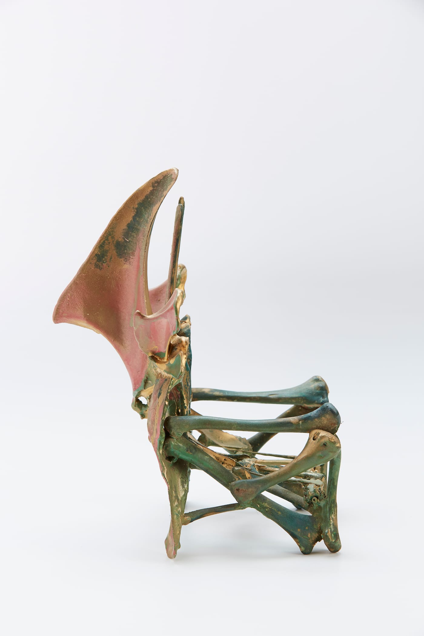 Eugene Von Bruenchenhein, "untitled (bone chair)" (1965–70), fowl bones, paint, glue, wire, toothpicks (courtesy John Michael Kohler Arts Center Collection, photo by Rich Maciejewski)