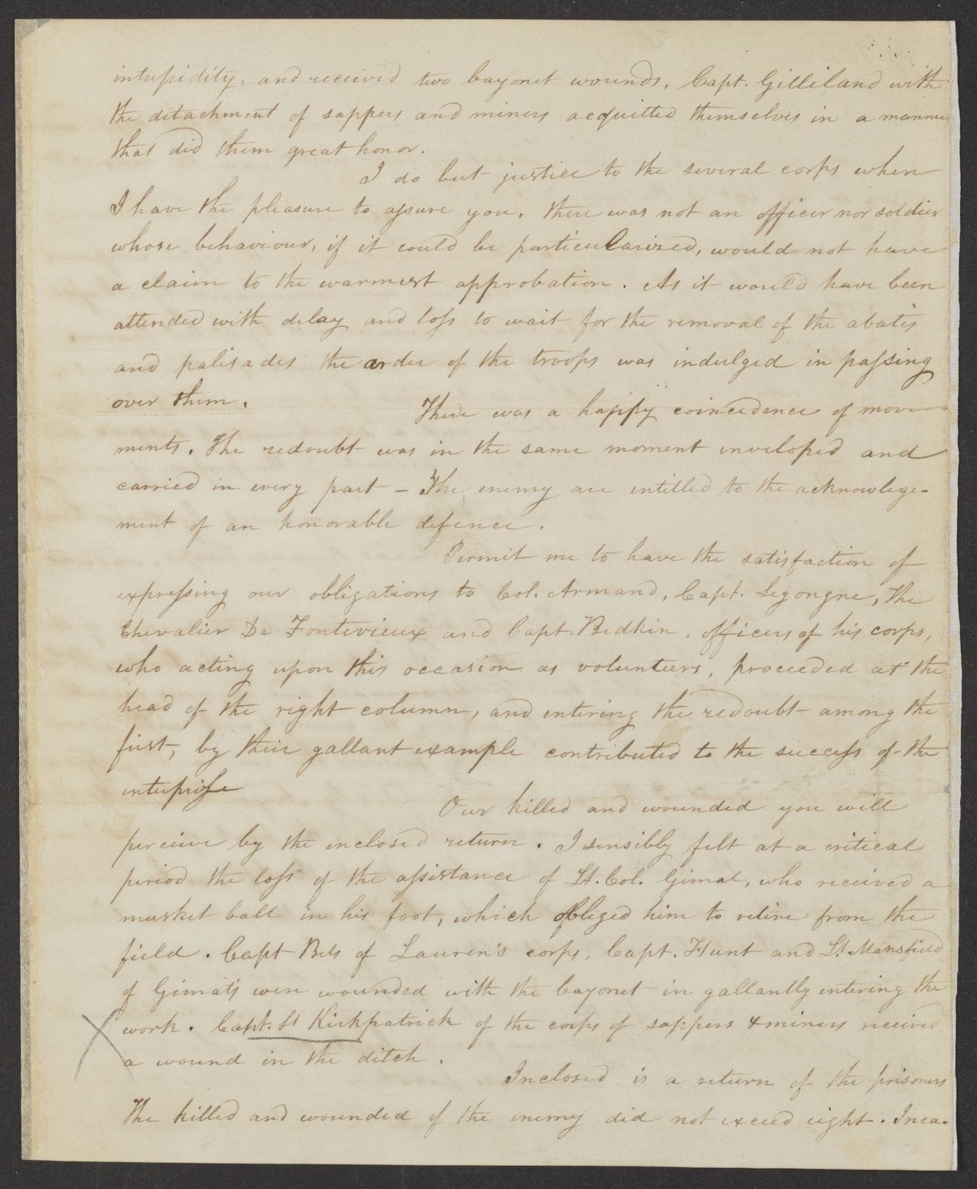 Letter, copy, fromAlexander Hamilton to the Marquis de Lafayette (October 15, 1781), reporting a joint French and American attack on British forces at Yorktown, Virginia, including a list of the killed and wounded (courtesy Alexander Hamilton Papers, Manuscript Division, Library of Congress)