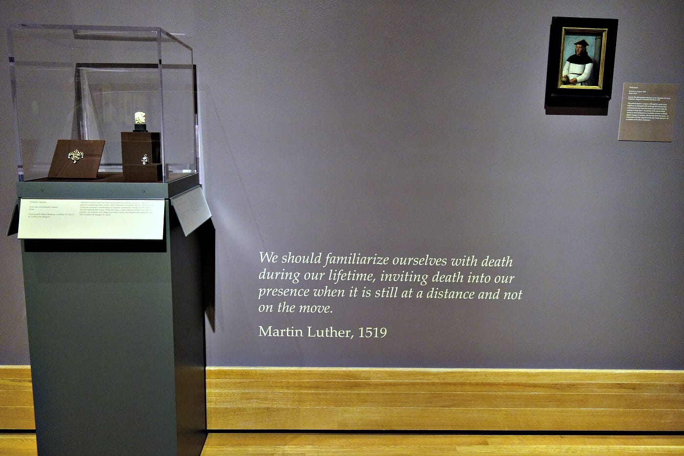 Installation view of <em>The Ivory Mirror: The Art of Mortality in Renaissance Europe</em> at the Bowdoin College Museum of Art (photo by the author for Hyperallergic)