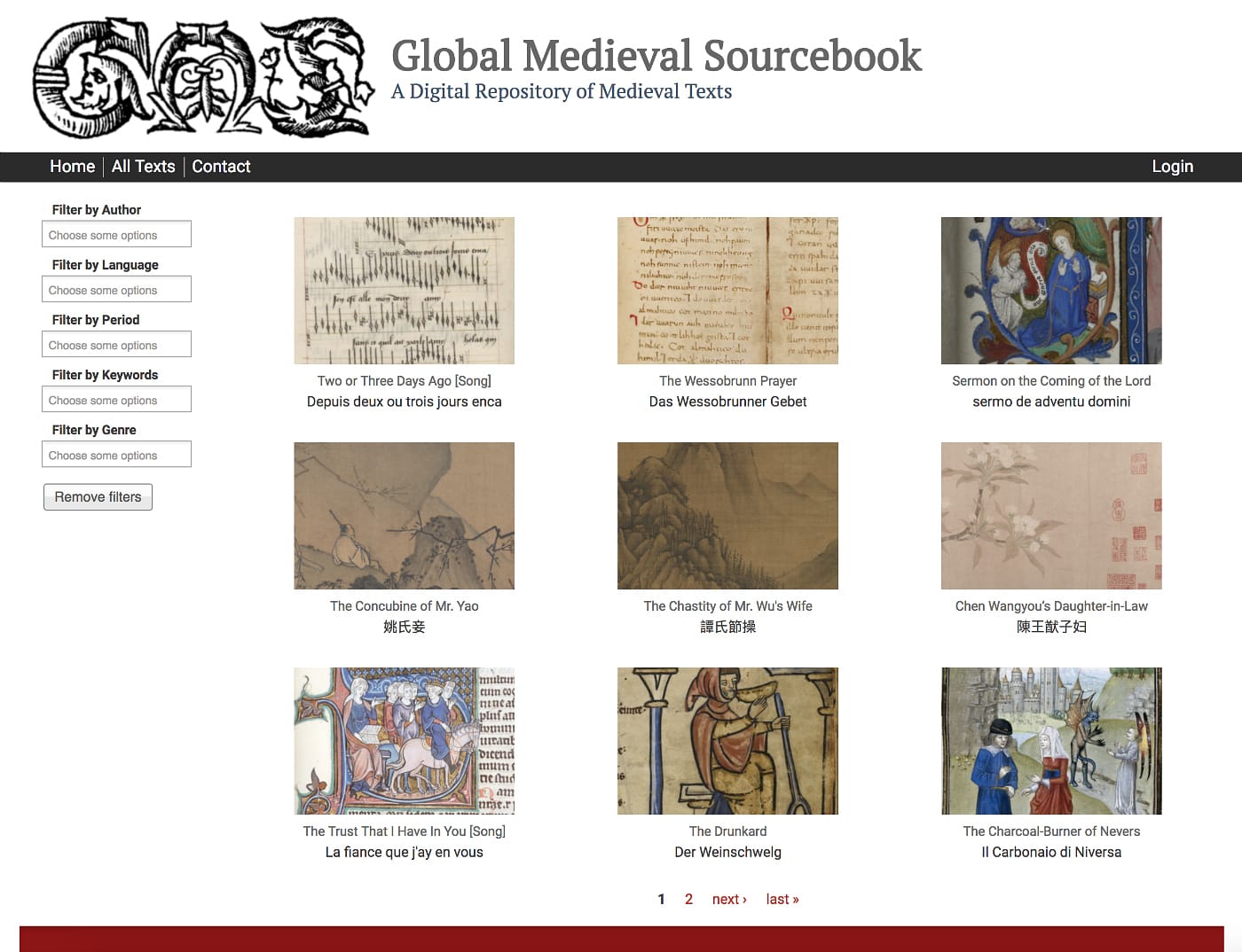 Global Medieval Sourcebook (screenshot by the author for Hyperallergic)